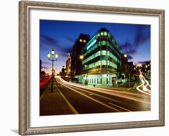 Princes Street and High Street at Dusk, Dunedin, New Zealand-David Wall-Framed Photographic Print