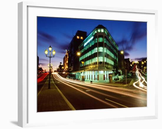 Princes Street and High Street at Dusk, Dunedin, New Zealand-David Wall-Framed Photographic Print