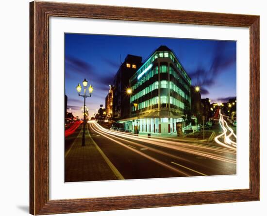 Princes Street and High Street at Dusk, Dunedin, New Zealand-David Wall-Framed Photographic Print