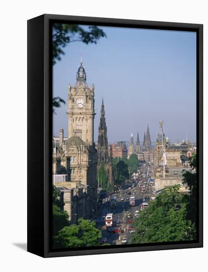 Princes Street Including the Waverley Hotel Clock Tower, Edinburgh, Lothian, Scotland, UK-Richardson Rolf-Framed Premier Image Canvas