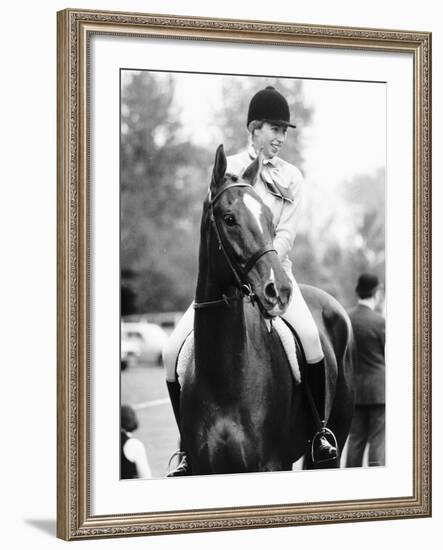 Princess Anne Daughter of Queen Elizabeth Sitting on Horse For the First Time Since Her Fall-null-Framed Photographic Print