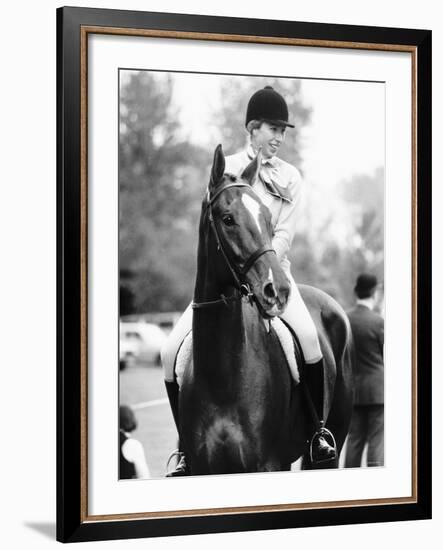 Princess Anne Daughter of Queen Elizabeth Sitting on Horse For the First Time Since Her Fall-null-Framed Photographic Print
