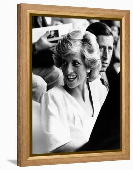 Princess Diana and Prince Charles at Live Aid Concert 1985. Wembley Stadium-null-Framed Premier Image Canvas