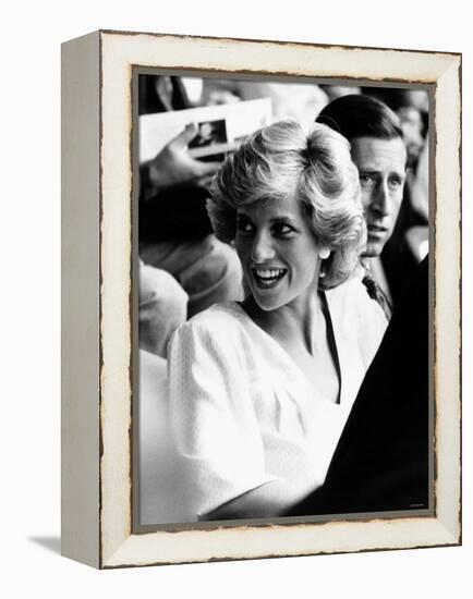 Princess Diana and Prince Charles at Live Aid Concert 1985. Wembley Stadium-null-Framed Premier Image Canvas