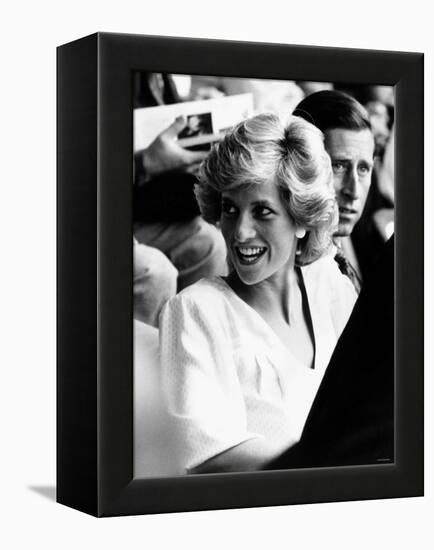 Princess Diana and Prince Charles at Live Aid Concert 1985. Wembley Stadium-null-Framed Premier Image Canvas