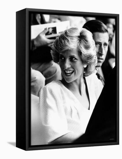 Princess Diana and Prince Charles at Live Aid Concert 1985. Wembley Stadium-null-Framed Premier Image Canvas