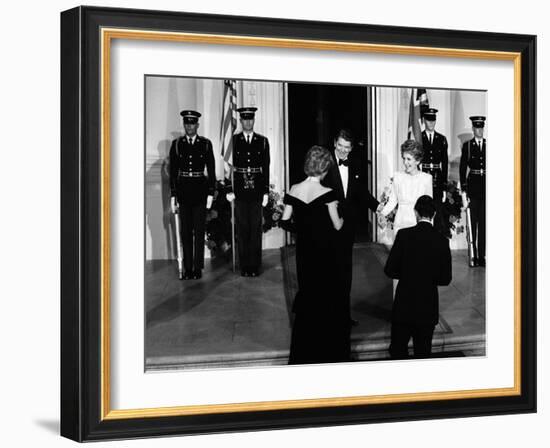 Princess Diana and Prince Charles with Ronald Reagan and Nancy Reagan at the White House-null-Framed Photographic Print