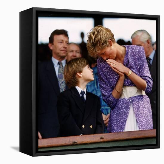 Princess Diana and Prince William at the Wimbledon Ladies Final-null-Framed Premier Image Canvas