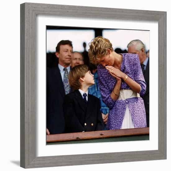 Princess Diana and Prince William at the Wimbledon Ladies Final-null-Framed Photographic Print