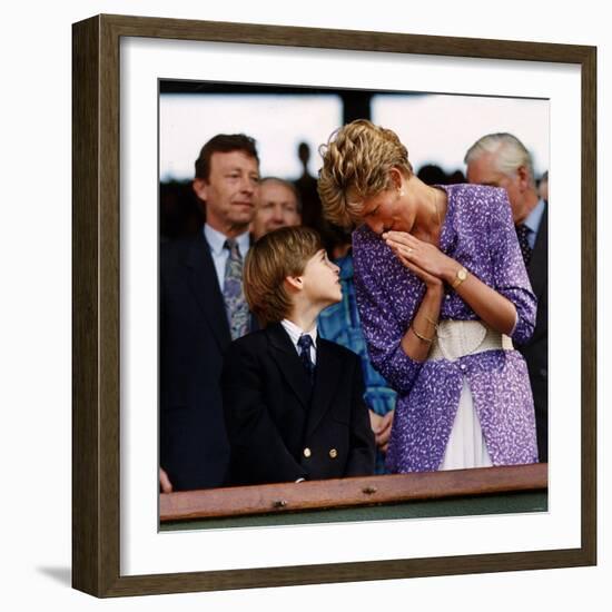 Princess Diana and Prince William at the Wimbledon Ladies Final-null-Framed Photographic Print