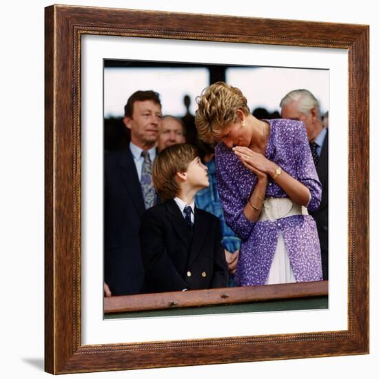 Princess Diana and Prince William at the Wimbledon Ladies Final-null-Framed Photographic Print