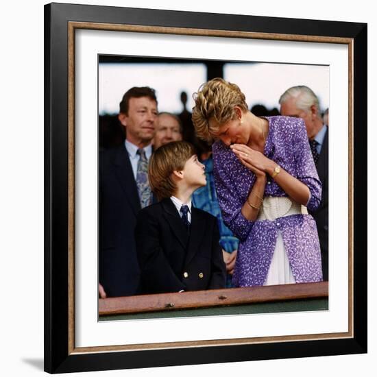 Princess Diana and Prince William at the Wimbledon Ladies Final-null-Framed Photographic Print