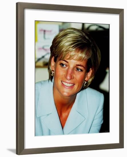 Princess Diana at Brompton Hospital to Highlight Cystic Fibrosis Week-null-Framed Photographic Print