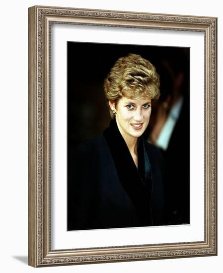 Princess Diana at the Relaunch of Birthright Charity November 1993-null-Framed Photographic Print