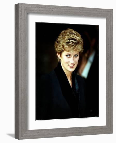 Princess Diana at the Relaunch of Birthright Charity November 1993-null-Framed Photographic Print