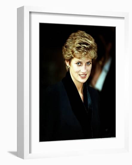 Princess Diana at the Relaunch of Birthright Charity November 1993-null-Framed Photographic Print