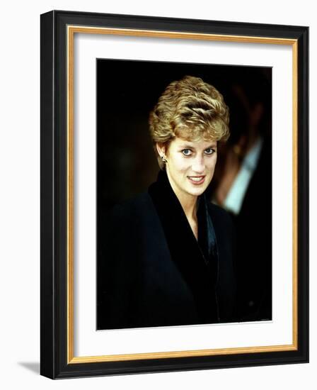 Princess Diana at the Relaunch of Birthright Charity November 1993-null-Framed Photographic Print