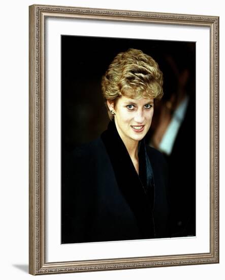 Princess Diana at the Relaunch of Birthright Charity November 1993-null-Framed Photographic Print