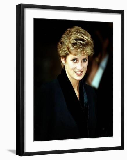 Princess Diana at the Relaunch of Birthright Charity November 1993-null-Framed Photographic Print