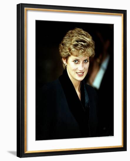 Princess Diana at the Relaunch of Birthright Charity November 1993-null-Framed Photographic Print