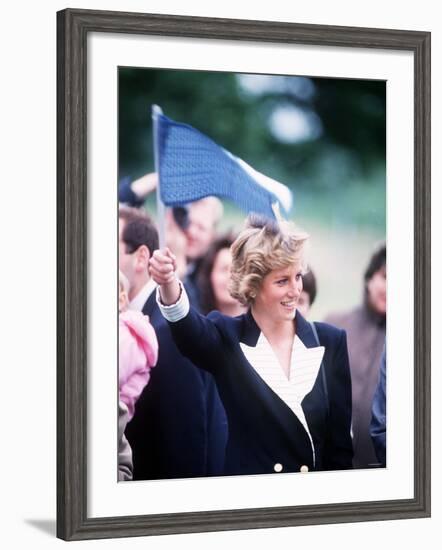 Princess Diana Attending a Pentathlon Near Windsor July 1988-null-Framed Photographic Print