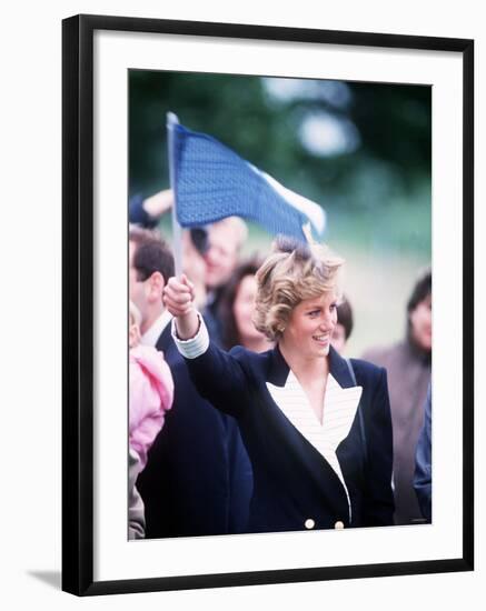 Princess Diana Attending a Pentathlon Near Windsor July 1988-null-Framed Photographic Print