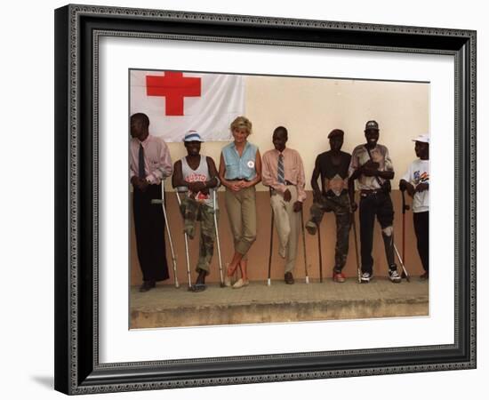 Princess Diana January 2001 Visits Landmine Victims at Orthopedic Centre Ruanda Angola-null-Framed Photographic Print