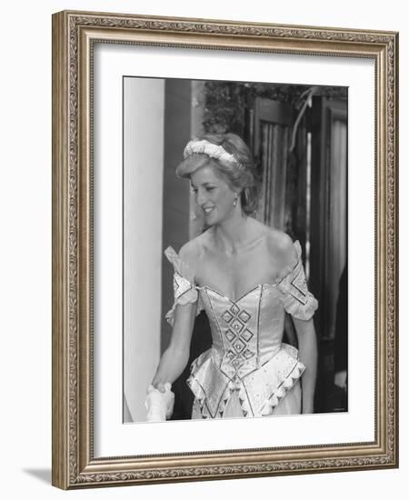 Princess Diana July 1986 Pictured Arriving at the Bolshoi Ballet in London Wearing a Corset Dress-null-Framed Photographic Print