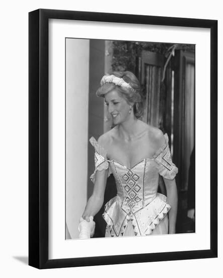 Princess Diana July 1986 Pictured Arriving at the Bolshoi Ballet in London Wearing a Corset Dress-null-Framed Photographic Print