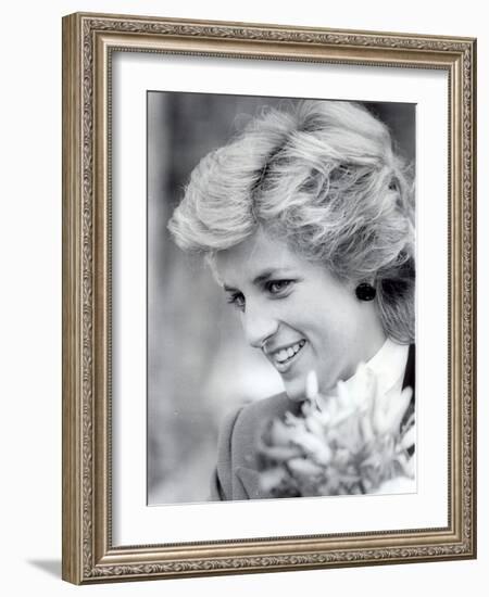 Princess Diana of Wales Visiting the Age Concern Day Centre in Durham-null-Framed Photographic Print