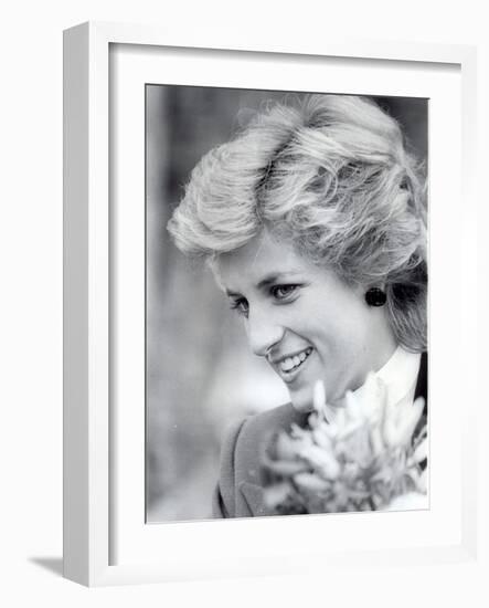 Princess Diana of Wales Visiting the Age Concern Day Centre in Durham-null-Framed Photographic Print