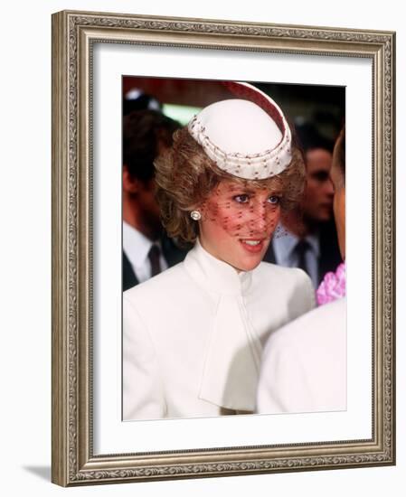 Princess Diana Opens the World Travel Market in Olympia November 1985-null-Framed Photographic Print