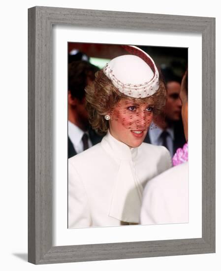 Princess Diana Opens the World Travel Market in Olympia November 1985-null-Framed Photographic Print