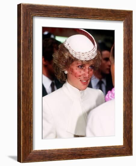 Princess Diana Opens the World Travel Market in Olympia November 1985-null-Framed Photographic Print