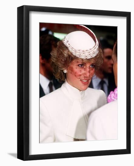 Princess Diana Opens the World Travel Market in Olympia November 1985-null-Framed Photographic Print