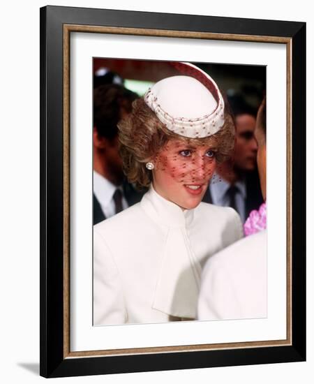 Princess Diana Opens the World Travel Market in Olympia November 1985-null-Framed Photographic Print