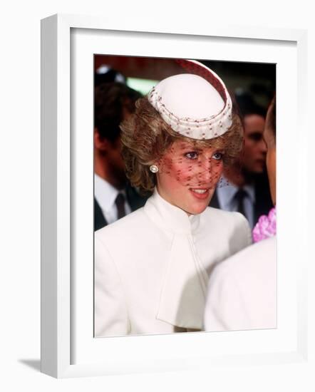 Princess Diana Opens the World Travel Market in Olympia November 1985-null-Framed Photographic Print