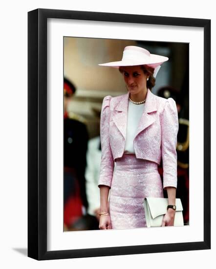 Princess Diana Receives the Freedom of Northampton Wears Pink Suit June 1989-null-Framed Photographic Print