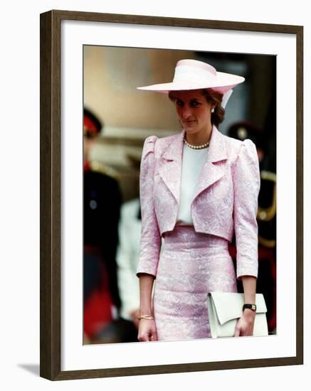 Princess Diana Receives the Freedom of Northampton Wears Pink Suit June 1989-null-Framed Photographic Print