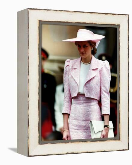 Princess Diana Receives the Freedom of Northampton Wears Pink Suit June 1989-null-Framed Premier Image Canvas