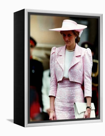 Princess Diana Receives the Freedom of Northampton Wears Pink Suit June 1989-null-Framed Premier Image Canvas