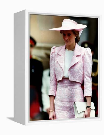 Princess Diana Receives the Freedom of Northampton Wears Pink Suit June 1989-null-Framed Premier Image Canvas
