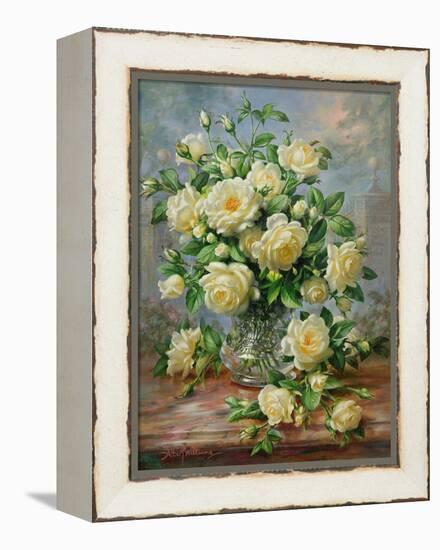 Princess Diana Roses in a Cut Glass Vase-Albert Williams-Framed Premier Image Canvas