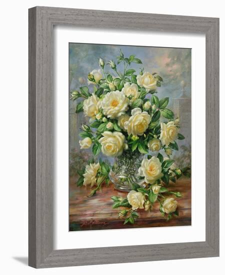 Princess Diana Roses in a Cut Glass Vase-Albert Williams-Framed Giclee Print