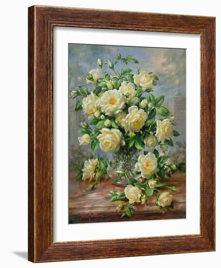 Princess Diana Roses in a Cut Glass Vase-Albert Williams-Framed Giclee Print