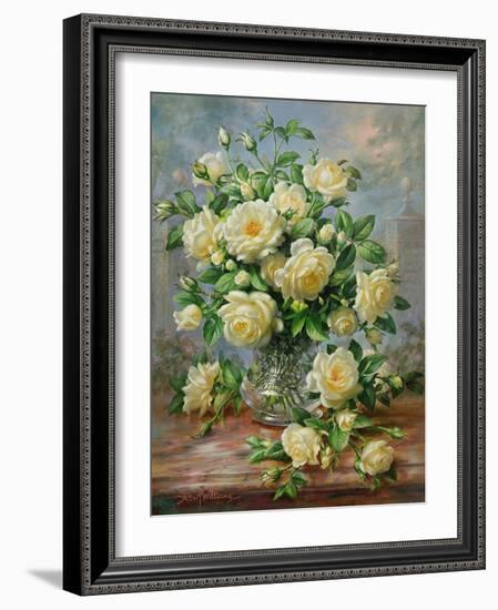 Princess Diana Roses in a Cut Glass Vase-Albert Williams-Framed Giclee Print