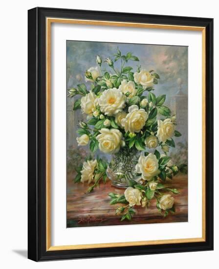 Princess Diana Roses in a Cut Glass Vase-Albert Williams-Framed Giclee Print