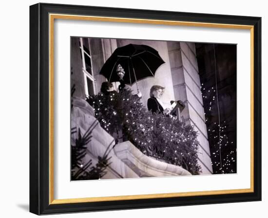 Princess Diana Turns on the Christmas Lights on Regent Street-null-Framed Photographic Print