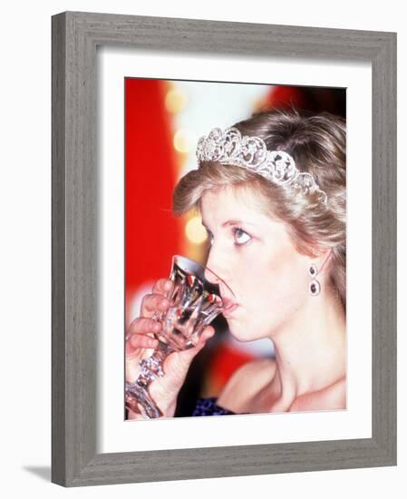 Princess Diana Visits Portugal at Banquet Hosted by the President-null-Framed Photographic Print