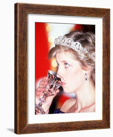 Princess Diana Visits Portugal at Banquet Hosted by the President-null-Framed Photographic Print